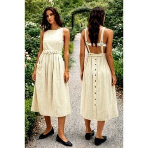 Free People The Other Side Corduroy Midi Dress Cream Combo 4